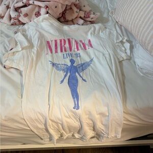 Target White Tee with Pink and Blue Graphic